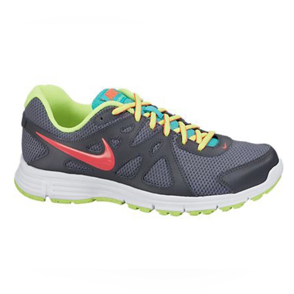 Nike Revolution 2 Sneakers Gray Women’s 7 Neon Green Runners 554900 026 - Picture 5 of 15